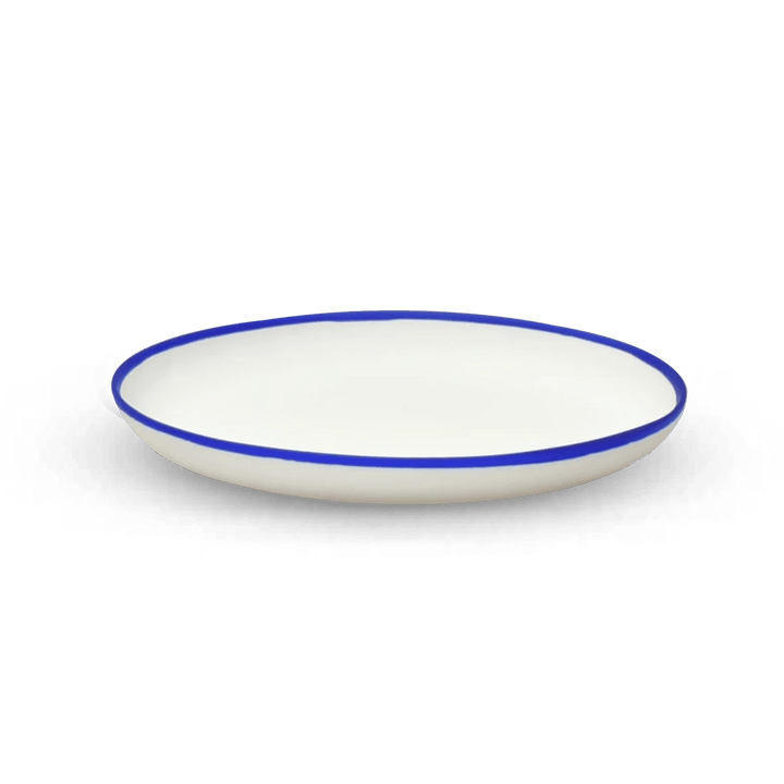 Ligne Plate - Tina Frey Serveware - Large - White With Cobalt Blue Rim - HORNE