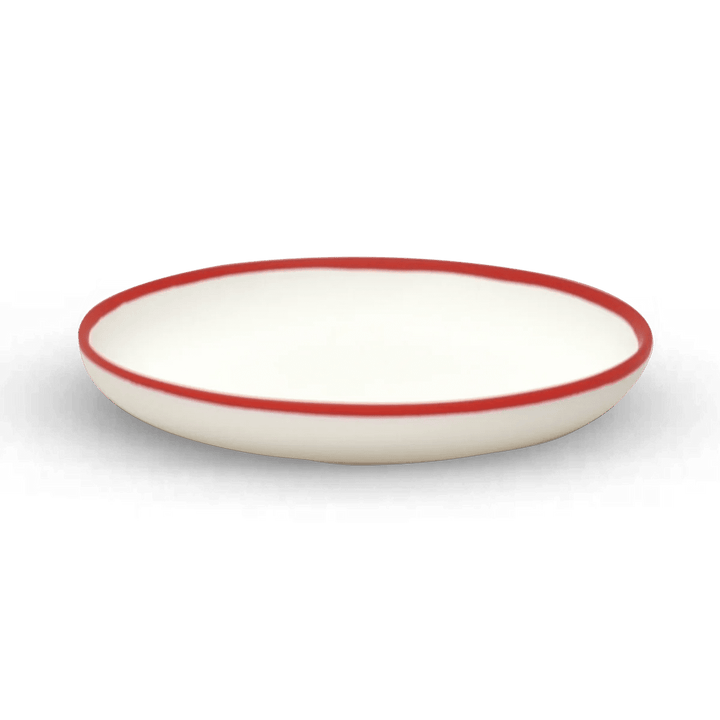 Ligne Plate - Tina Frey Serveware - Medium - White With Red Rim - HORNE