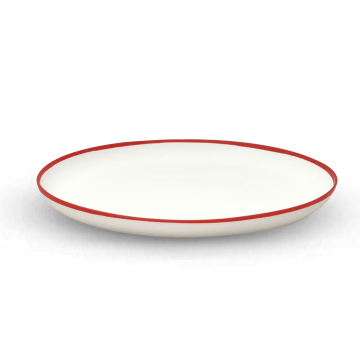 Ligne Platter - Tina Frey Serveware - Large - White With Red Rim - HORNE