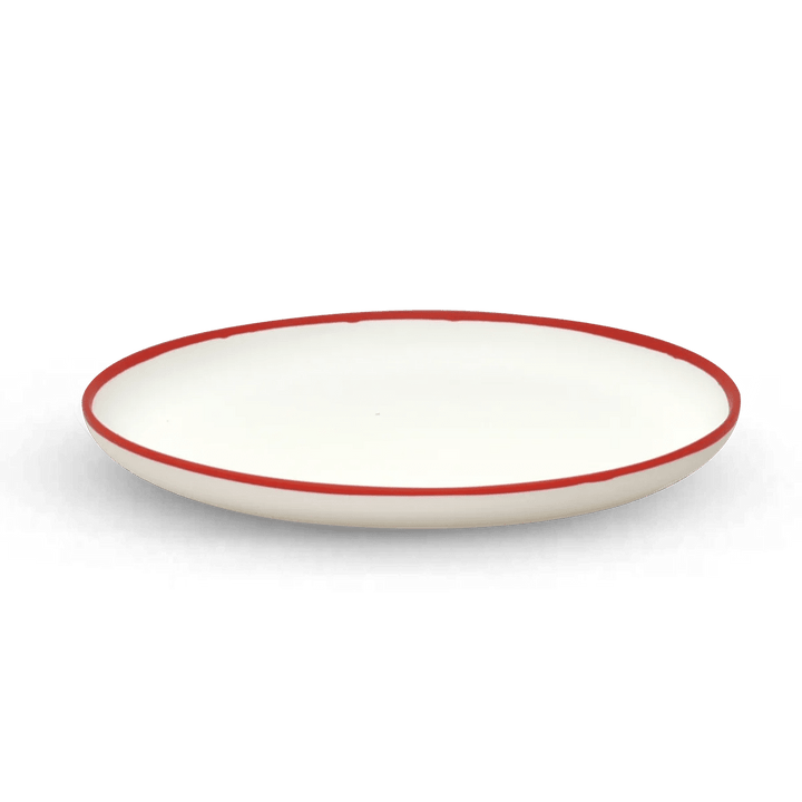 Ligne Platter - Tina Frey Serveware - Medium - White With Red Rim - HORNE