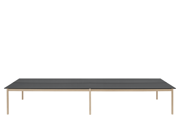 Linear System Table - Configuration - Muuto Tables + Desks - Con 2 - Black Nanolaminate/Black/ABS:Oak - HORNE