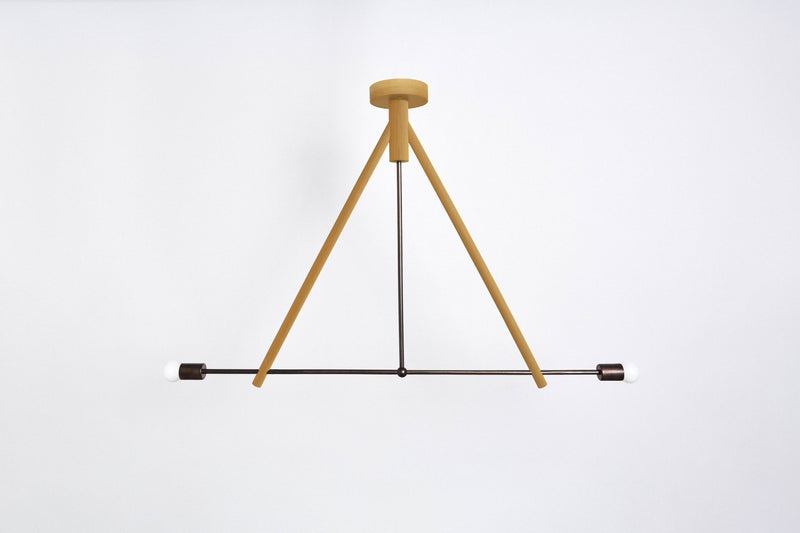 Lodge Chandelier Two - Workstead - Chandeliers - Natural Oak - Hewn Brass - HORNE