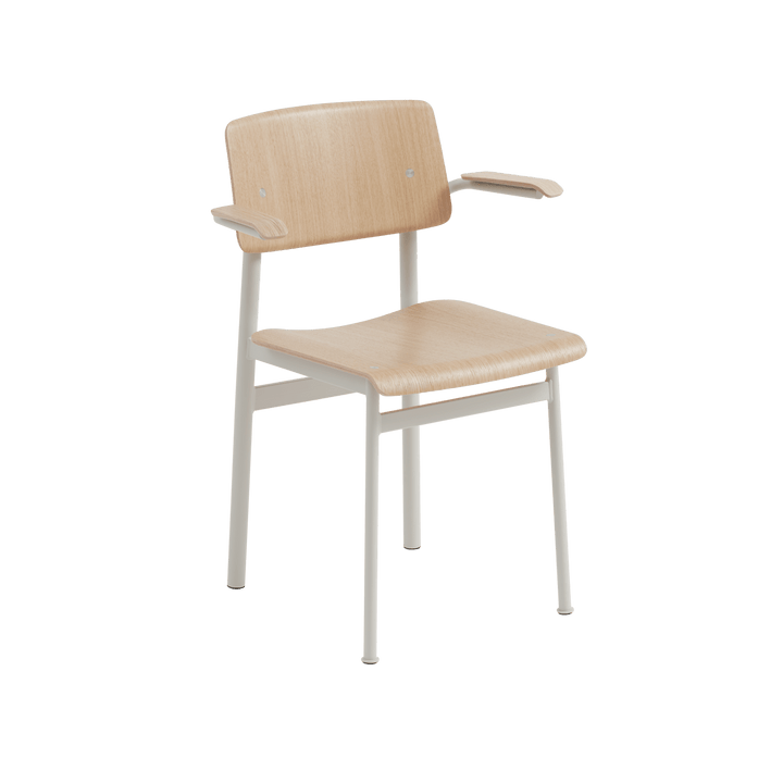 Loft Chair With Armrest - Muuto Chairs - Grey Frame & Oak Seat - HORNE