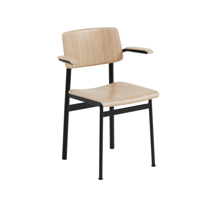 Loft Chair With Armrest - Muuto Chairs - Black Frame & Oak Seat - HORNE