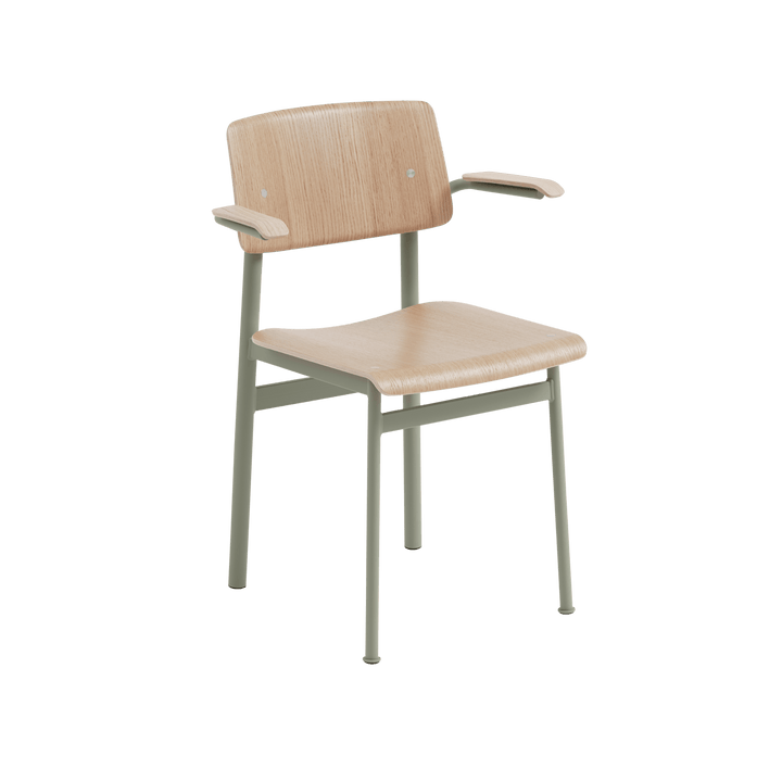 Loft Chair With Armrest - Muuto Chairs - Dusty Green Frame & Oak Seat - HORNE