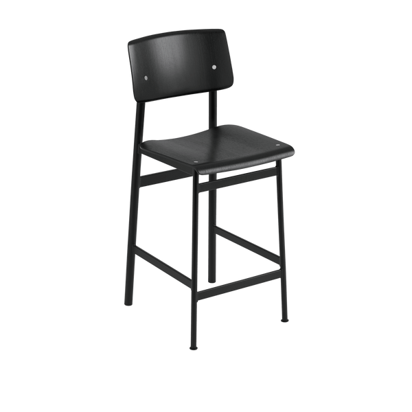 Loft Counter & Bar Stool - Muuto Stools + Benches + Ottomans - Counter Height - Black Frame & Black Seat - HORNE