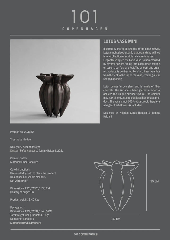 Lotus Vase - 101 Copenhagen Vases - Mini - Coffee - HORNE