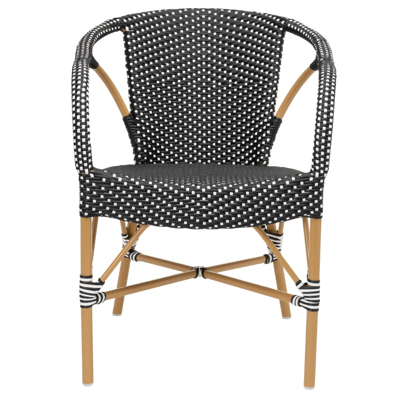 Madeleine Outdoor Dining Armchair - Sika Design - Outdoor Furniture - Almond Frame/ Black with White Dots - HORNE