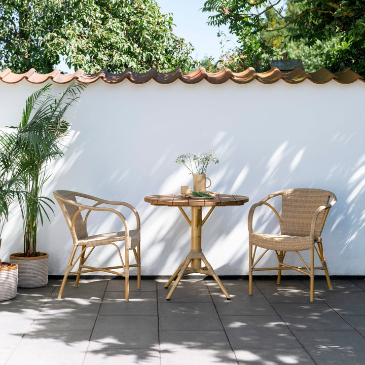 Madeleine Outdoor Dining Armchair - Sika Design - Outdoor Furniture - Almond Frame/ Navy with White Dots - HORNE