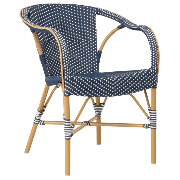 Madeleine Outdoor Dining Armchair - Sika Design - Outdoor Furniture - Almond Frame/ Navy with White Dots - HORNE