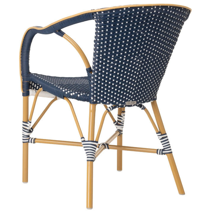 Madeleine Outdoor Dining Armchair - Sika Design - Outdoor Furniture - Almond Frame/ Navy with White Dots - HORNE