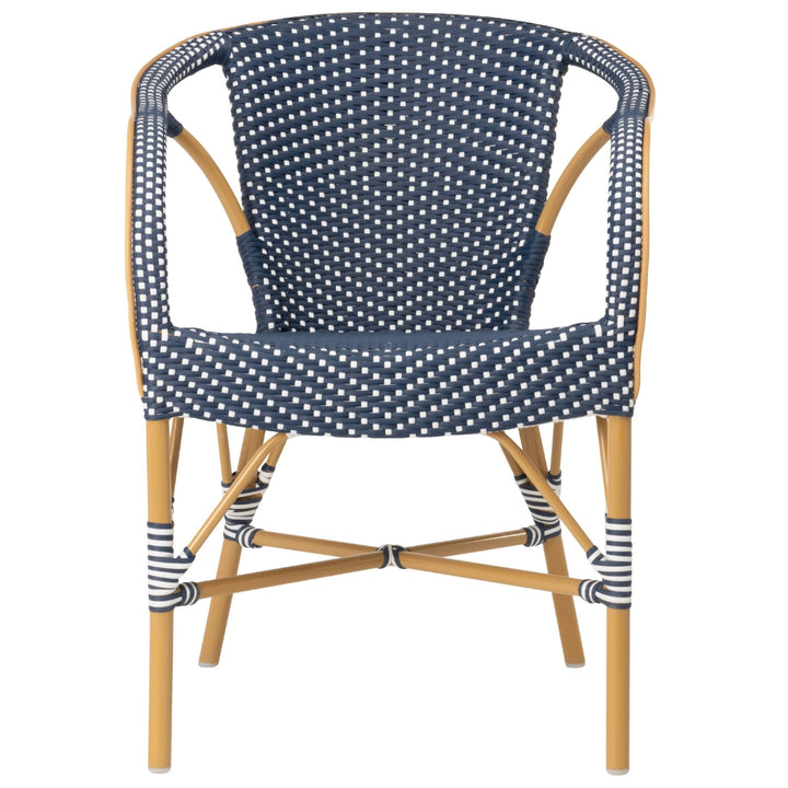 Madeleine Outdoor Dining Armchair - Sika Design - Outdoor Furniture - Almond Frame/ Navy with White Dots - HORNE