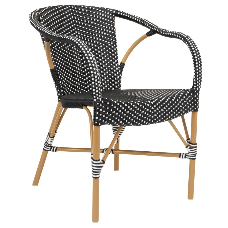 Madeleine Outdoor Dining Armchair - Sika Design - Outdoor Furniture - Almond Frame/ Black with White Dots - HORNE