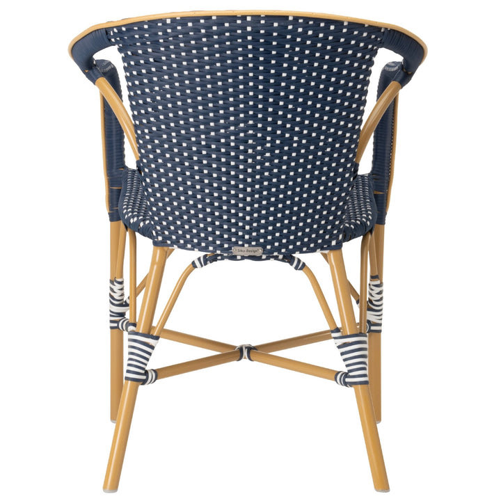 Madeleine Outdoor Dining Armchair - Sika Design - Outdoor Furniture - Almond Frame/ Navy with White Dots - HORNE