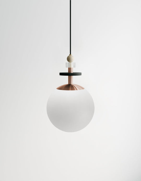 Maru Small Stack - Ladies & Gentlemen Lighting - 6” Globe - Brushed Brass - Matte White (opaque) - HORNE