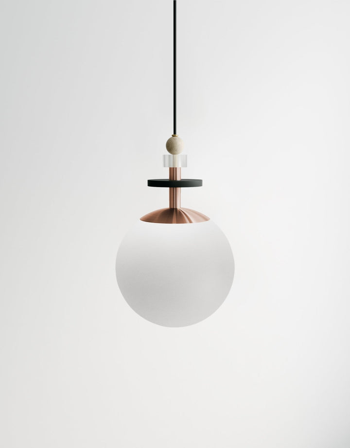 Maru Small Stack - Ladies & Gentlemen Lighting - 6” Globe - Brushed Brass - Matte White (opaque) - HORNE