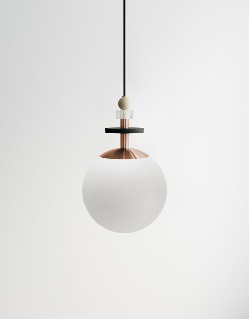 Maru Small Stack - Ladies & Gentlemen Lighting - 6” Globe - Brushed Brass - Matte White (opaque) - HORNE