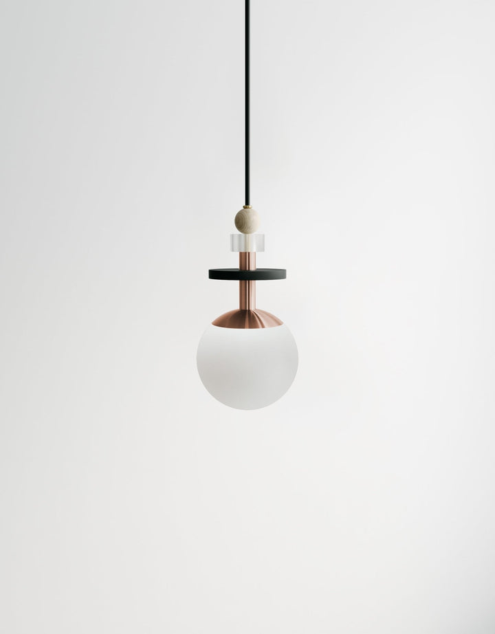 Maru Small Stack - Ladies & Gentlemen Lighting - 6” Globe - Brushed Brass - Matte White (opaque) - HORNE