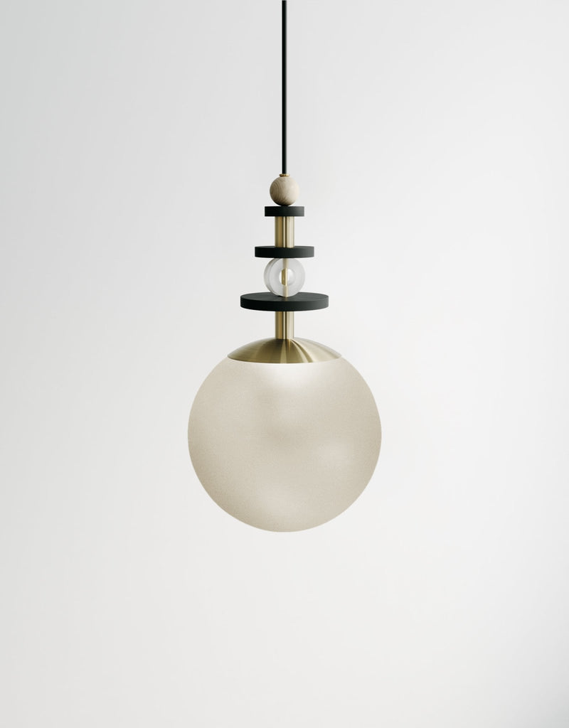 Maru Tall Stack - Ladies & Gentlemen Lighting - 6” Globe - Brushed Brass - Matte White (opaque) - HORNE