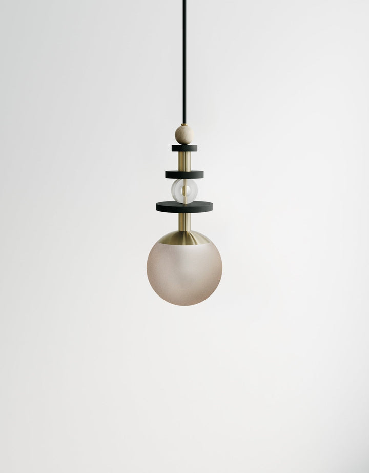 Maru Tall Stack - Ladies & Gentlemen Lighting - 6” Globe - Brushed Brass - Matte White (opaque) - HORNE