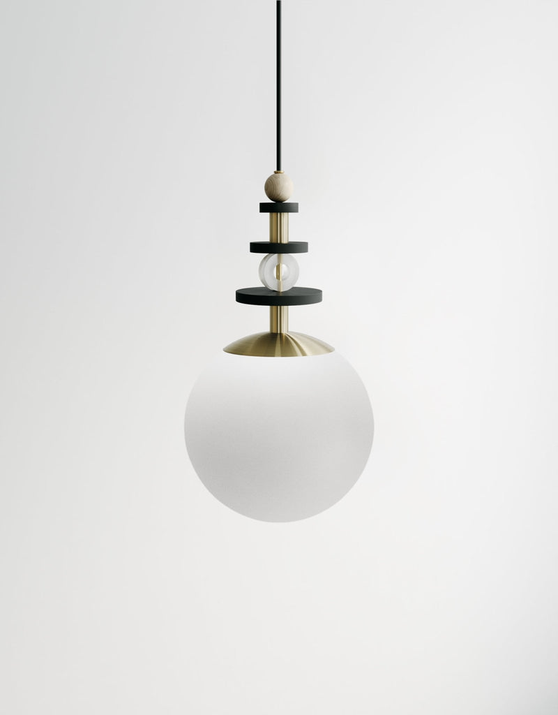 Maru Tall Stack - Ladies & Gentlemen Lighting - 6” Globe - Brushed Brass - Matte White (opaque) - HORNE