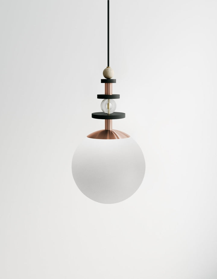 Maru Tall Stack - Ladies & Gentlemen Lighting - 6” Globe - Brushed Brass - Matte White (opaque) - HORNE