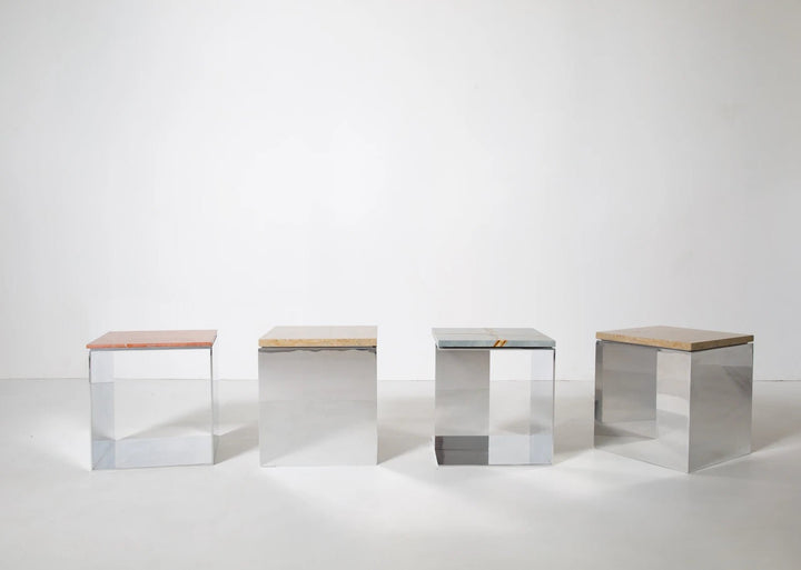 Material Studies Cube v.3 - Kalon Studios Tables - Mineral Blue - HORNE