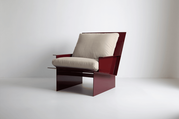 Material Studies Rugosa Chair - Kalon Studios Chairs - Lapis w/ Carmine Cushion - HORNE