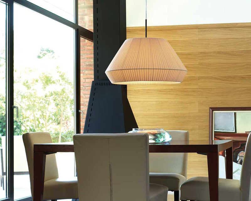 Mei 60 Pendant Lamp - Bover - Pendants - White Ribbon - Satin Nickel - HORNE