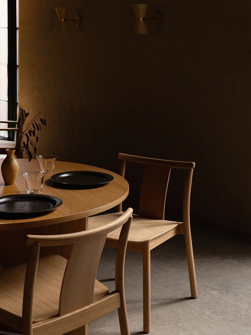 Merkur Dining Chair - Without Armrests - Audo Copenhagen Chairs - Black Oak - Bouclé 06 - HORNE