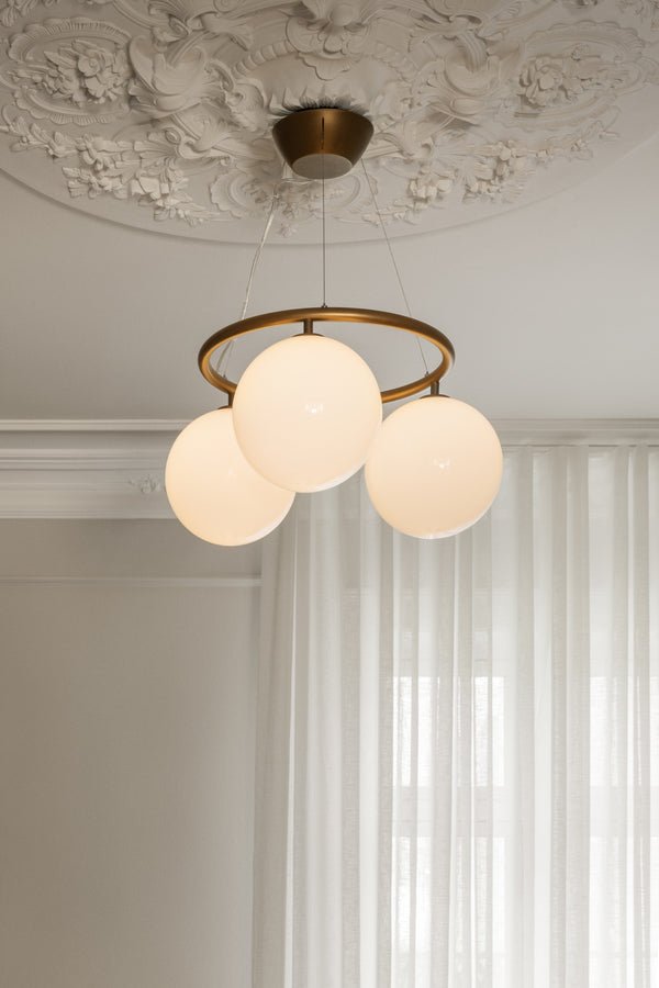 Miira 3 Circular Chandelier - Nuura Chandeliers - Dark Bronze / Opal - HORNE