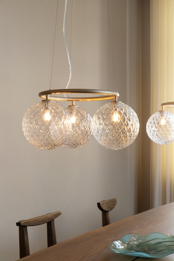 Miira 3 Circular Chandelier - Nuura Chandeliers - Brass / Optic Clear - HORNE