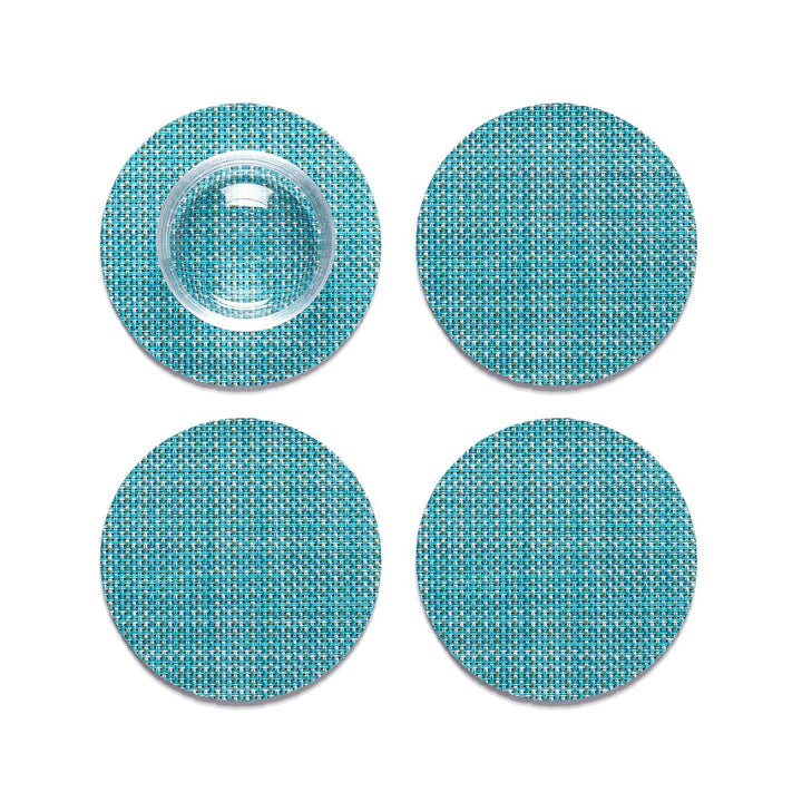 Mini Basketweave Coasters in Turquoise