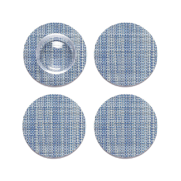Mini Basketweave Coasters in Chambray