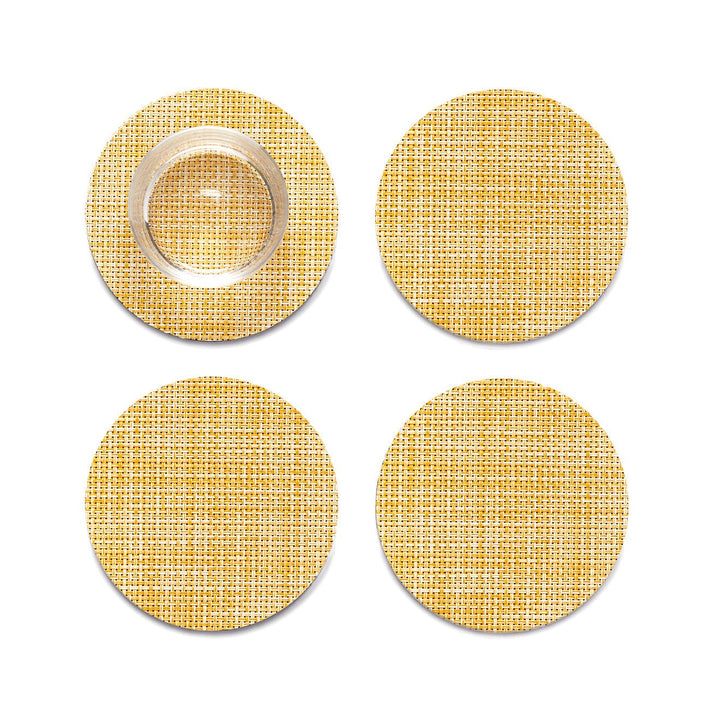 Mini Basketweave Coasters in Ochre