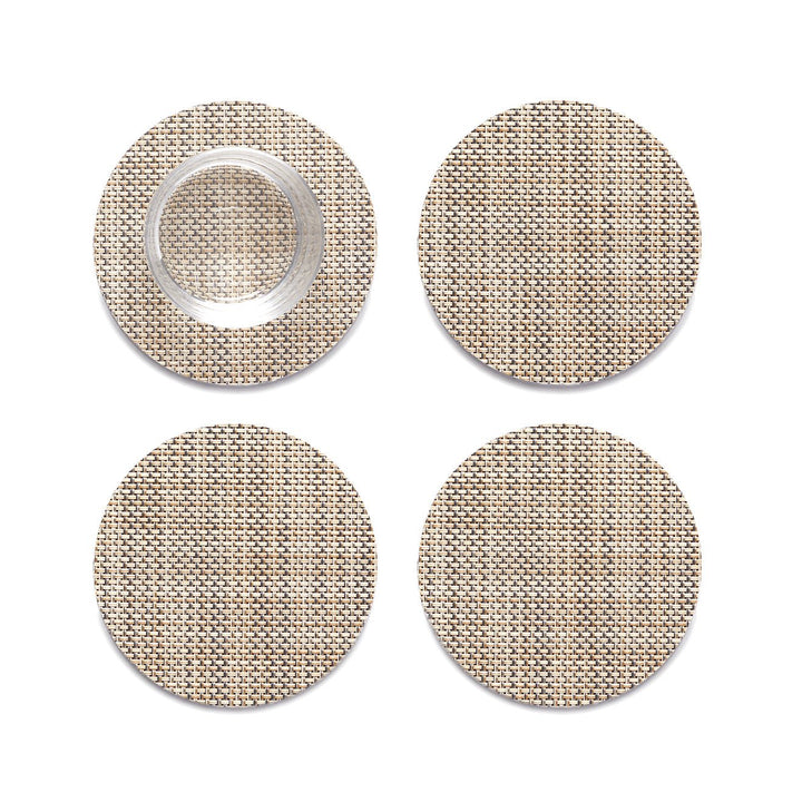 Mini Basketweave Coasters in Linen