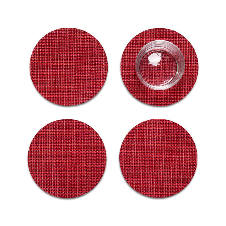 Mini Basketweave Coasters in Scarlet