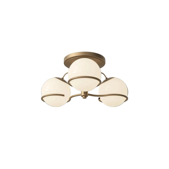 Model 2042 - 3 Opaline Spheres - Astep Floor Lamps - Champagne Mount - HORNE