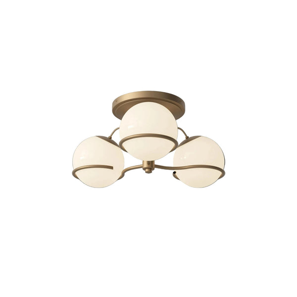 Model 2042 - 3 Opaline Spheres - Astep Floor Lamps - Champagne Mount - HORNE