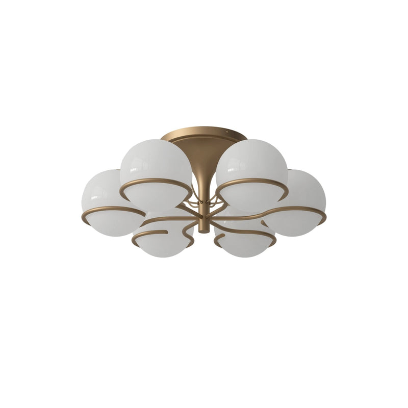 Model 2042 - 6 Opaline Spheres - Astep Ceiling Lights - Black Mount - HORNE