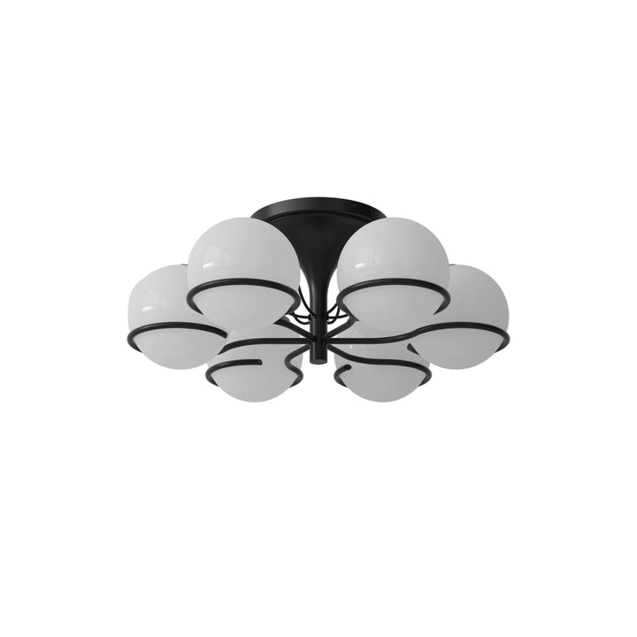 Model 2042 - 6 Opaline Spheres - Astep Ceiling Lights - Champagne Mount - HORNE