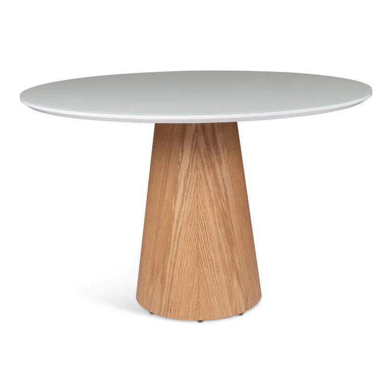 Mona Lacquered Glass Round Dining Table - Urbia Tables - Branco Damasco - HORNE