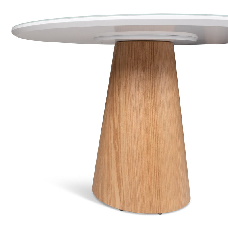 Mona Lacquered Glass Round Dining Table - Urbia Tables - Branco Damasco - HORNE