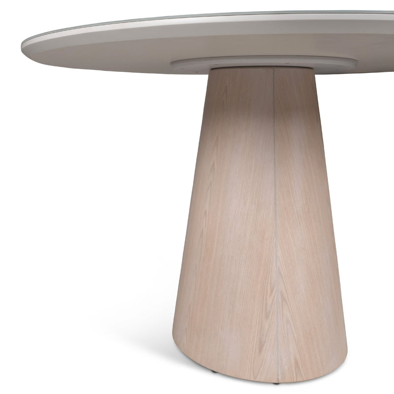 Mona Lacquered Glass Round Dining Table - Urbia Tables - Branco Damasco - HORNE