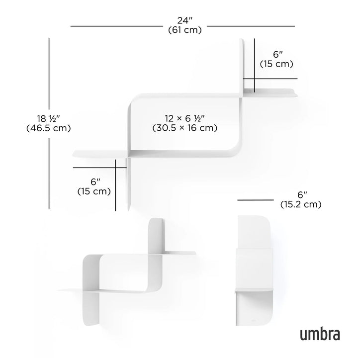 Montage Metal Wall Shelves - Set of 2 - Umbra Shelving - White - HORNE