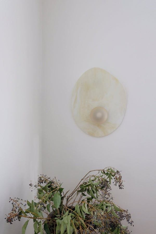 Myrna Sconce - Ladies & Gentlemen Lighting - Blackened Brass - White (opaque) - Perforated Smoke - HORNE