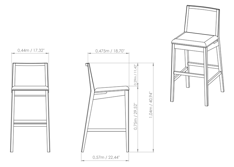 Nardia Cane Bar Stool - Urbia Chairs - Crafted Glaze Ebano - HORNE