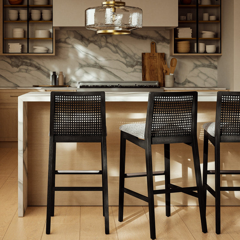 Nardia Cane Counter Stool - Urbia Chairs - Crafted Glaze Ebano - HORNE