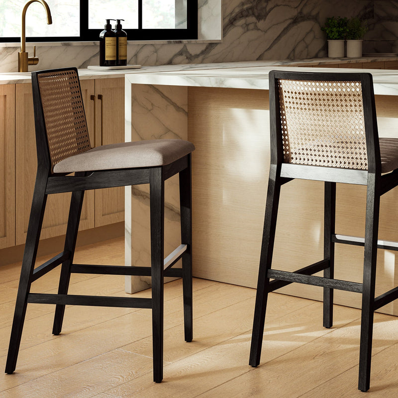 Nardia Cane Counter Stool - Urbia Chairs - Crafted Glaze Ebano - HORNE