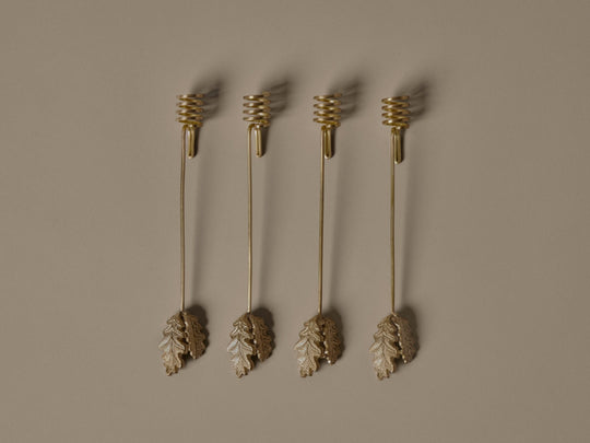 Oak Leaf Christmas Tree Candle Holders - Brass - Set of 4 - Ferm Living Candle Holders - HORNE